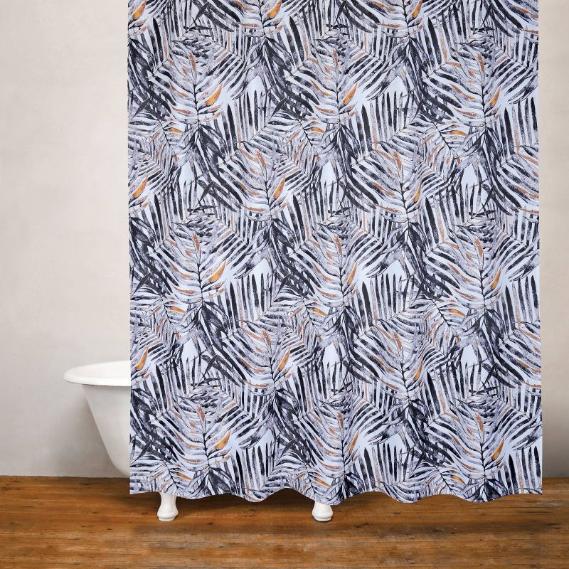 Rainforest Palm Shower Curtain Black/Gray - Moda at Home