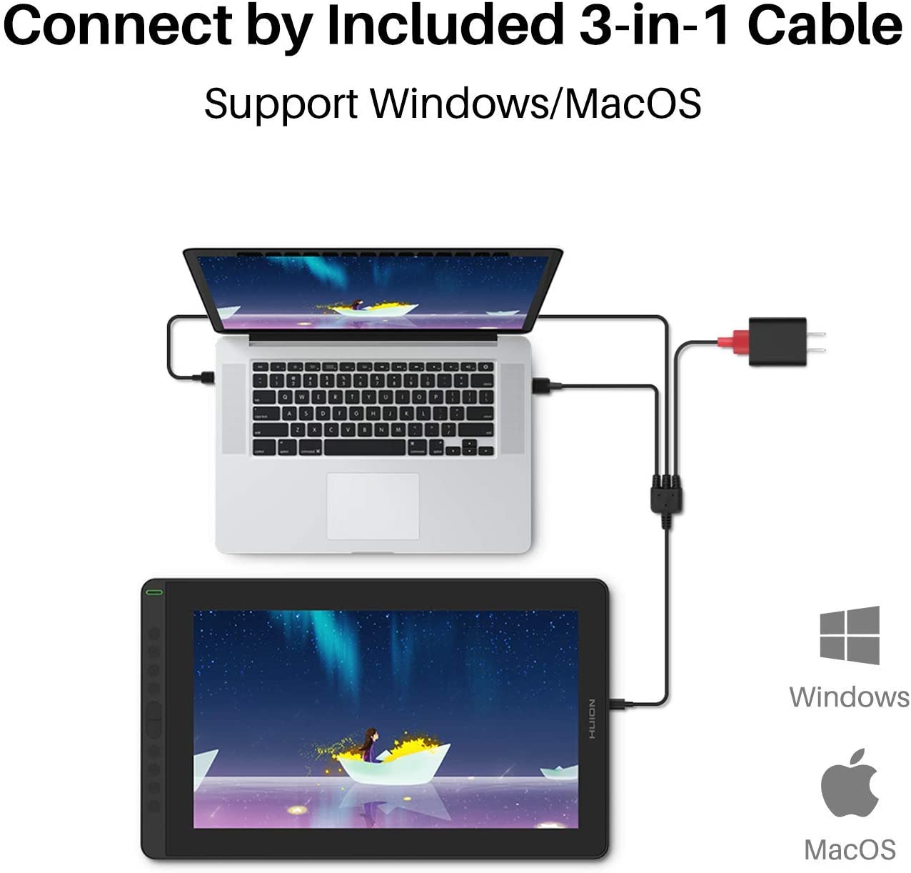 HUION 2021 Kamvas 16 Pen Display Full-Laminated Graphic Drawing Monitor Battery-Free Stylus, Tilt Function 8192 Pen Pressure and 10 Shortcut Keys, 15.6 Inch