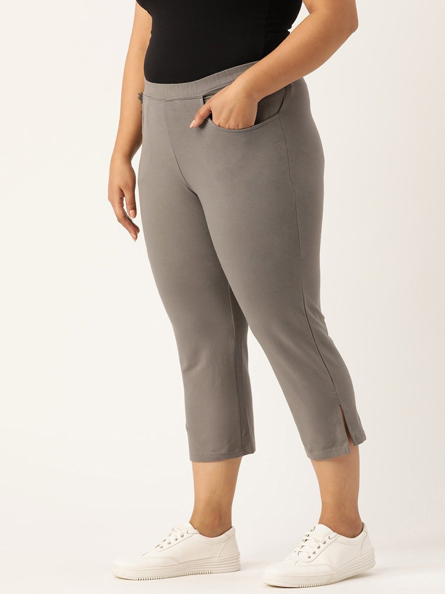 theRebelinme Grey High Rise Capris