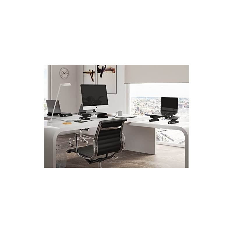 Table Stand Adjustable Riser: Portable with Mouse Pad Fully Ergonomic Mount Ultrabook MacBook Gaming Notebook Light Weight Aluminum Black Bed Tray Desk Book Fans Up to 17 inch