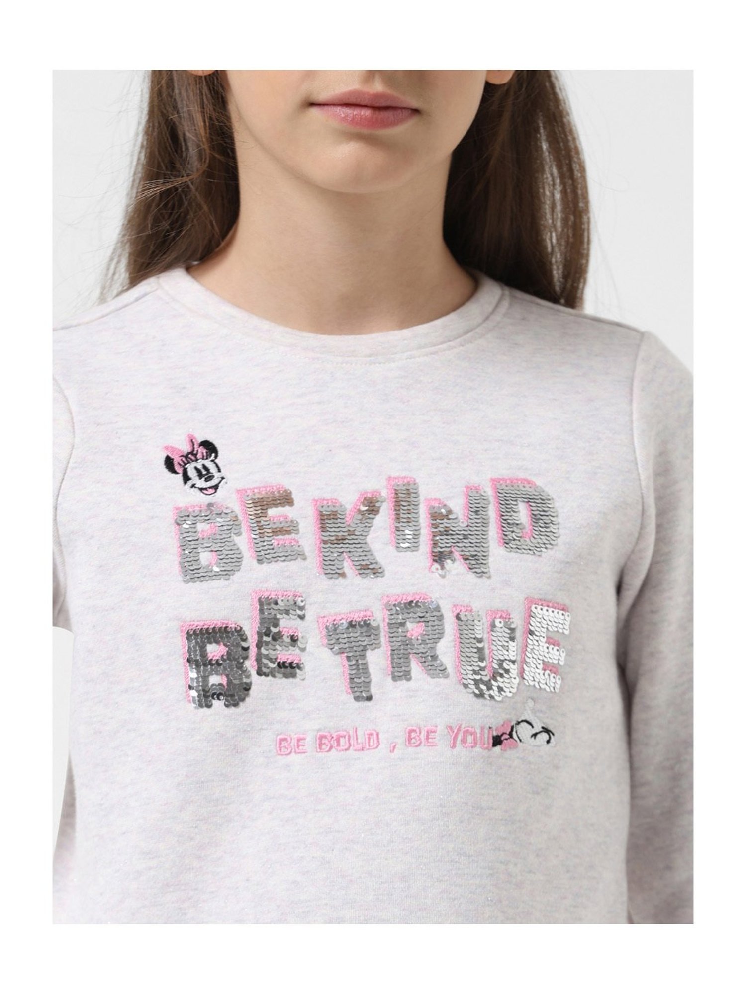 VERO MODA GIRL Grey Embellished Full Sleeves Dress