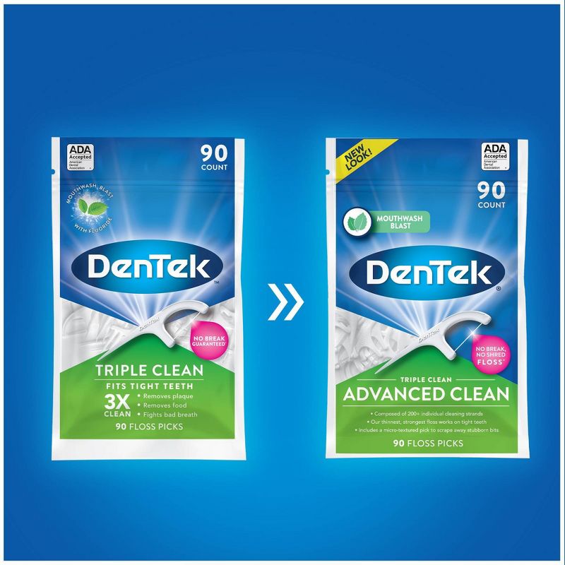 DenTek Triple Clean Floss Picks for Tight Teeth - 90ct