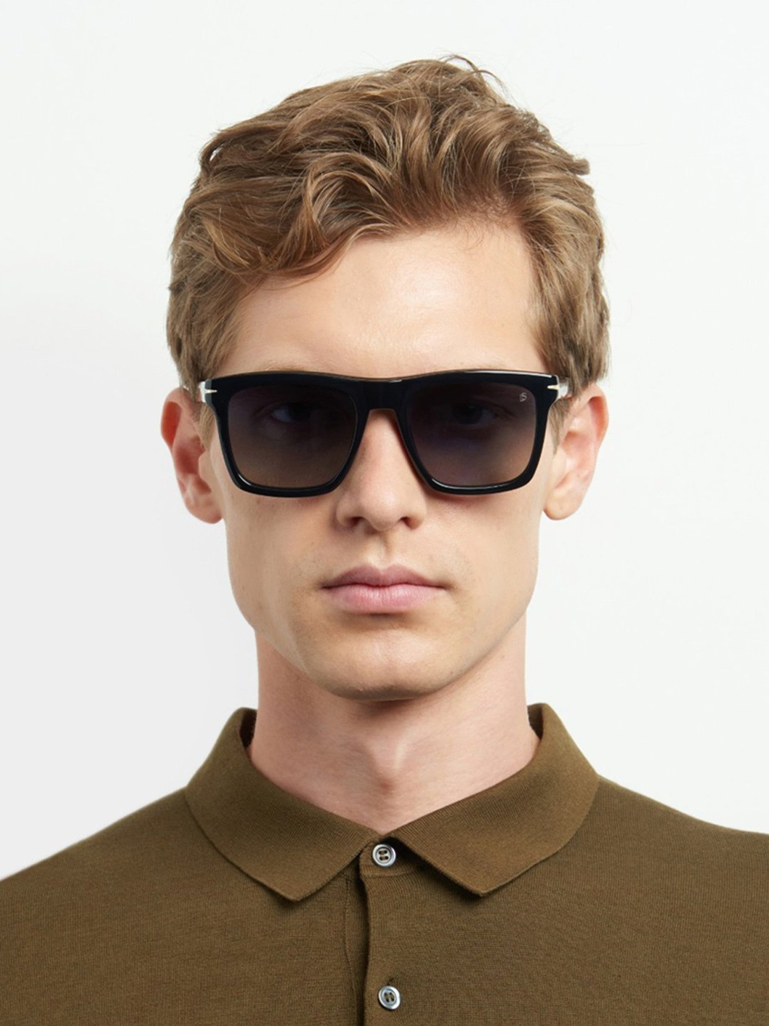 DAVID BECKHAM Grey Rectangular Sunglasess For Men