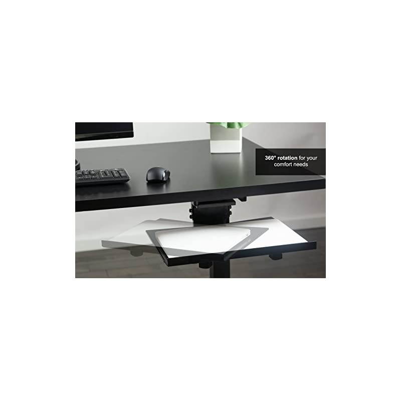 Black Sliding 19 x 6 inch Tray Track Adjustable Platform Mounted Under Desk | Laptop Notebook Holder for Office Desk DESKAC02A