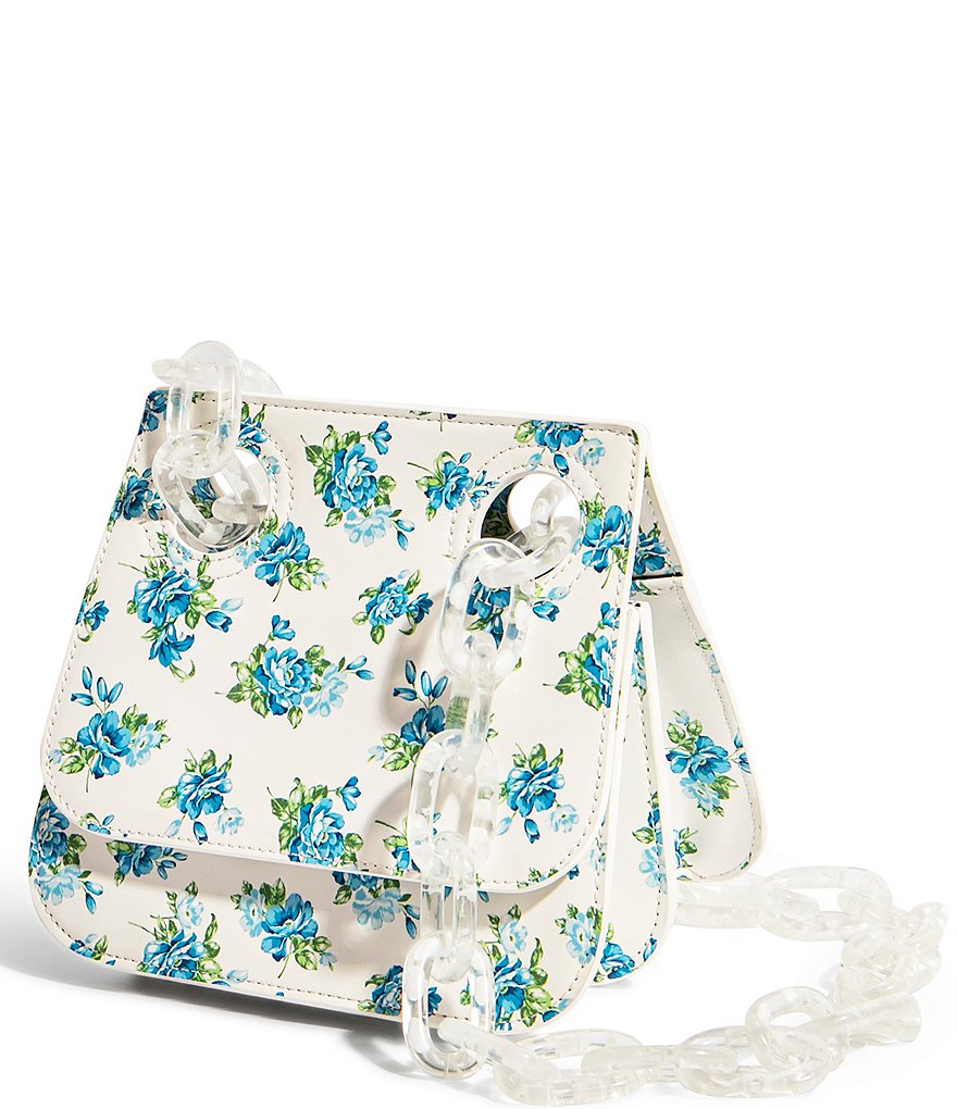 House of Want We Are Original Floral Vegan Leather Chain Link Strap Shoulder Bag