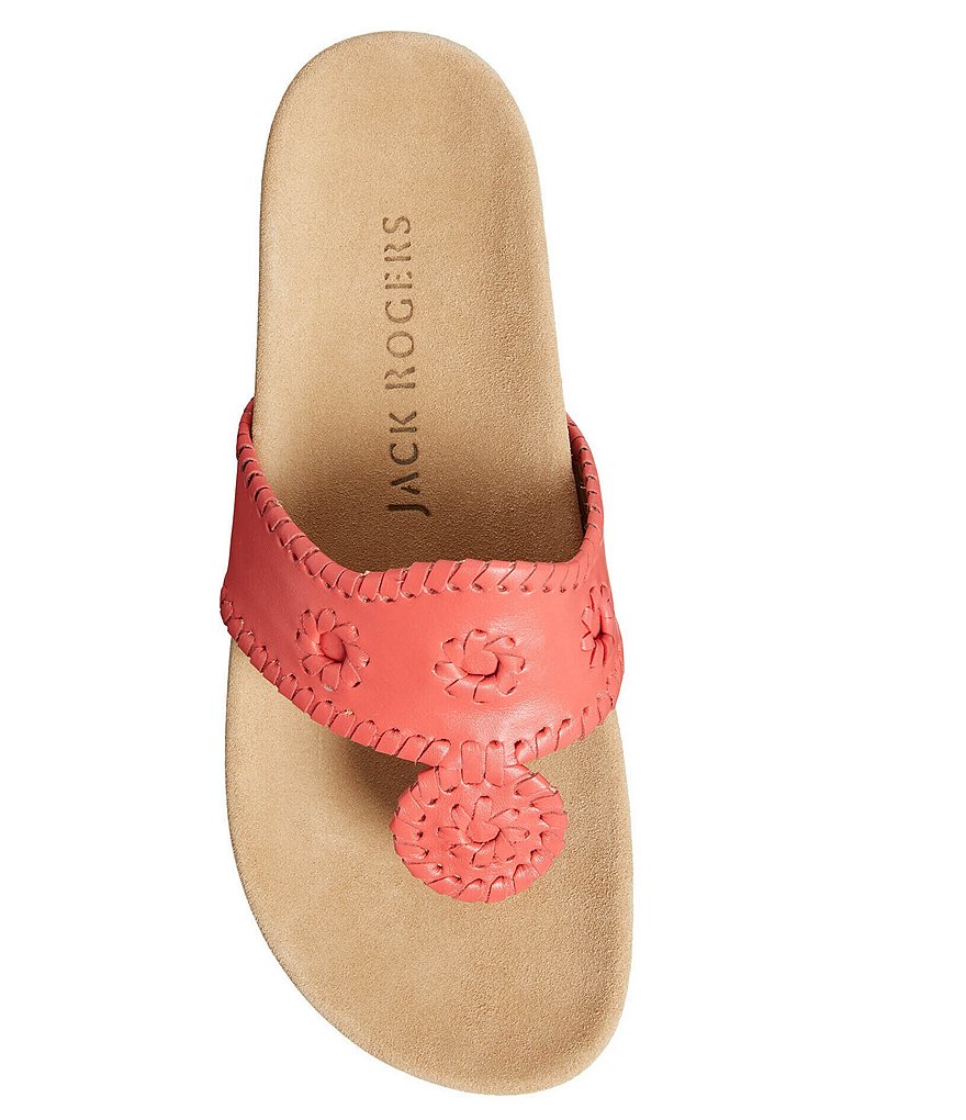 Jack Rogers Jacks Comfort Leather Whipstitch Detail Thong Sandals