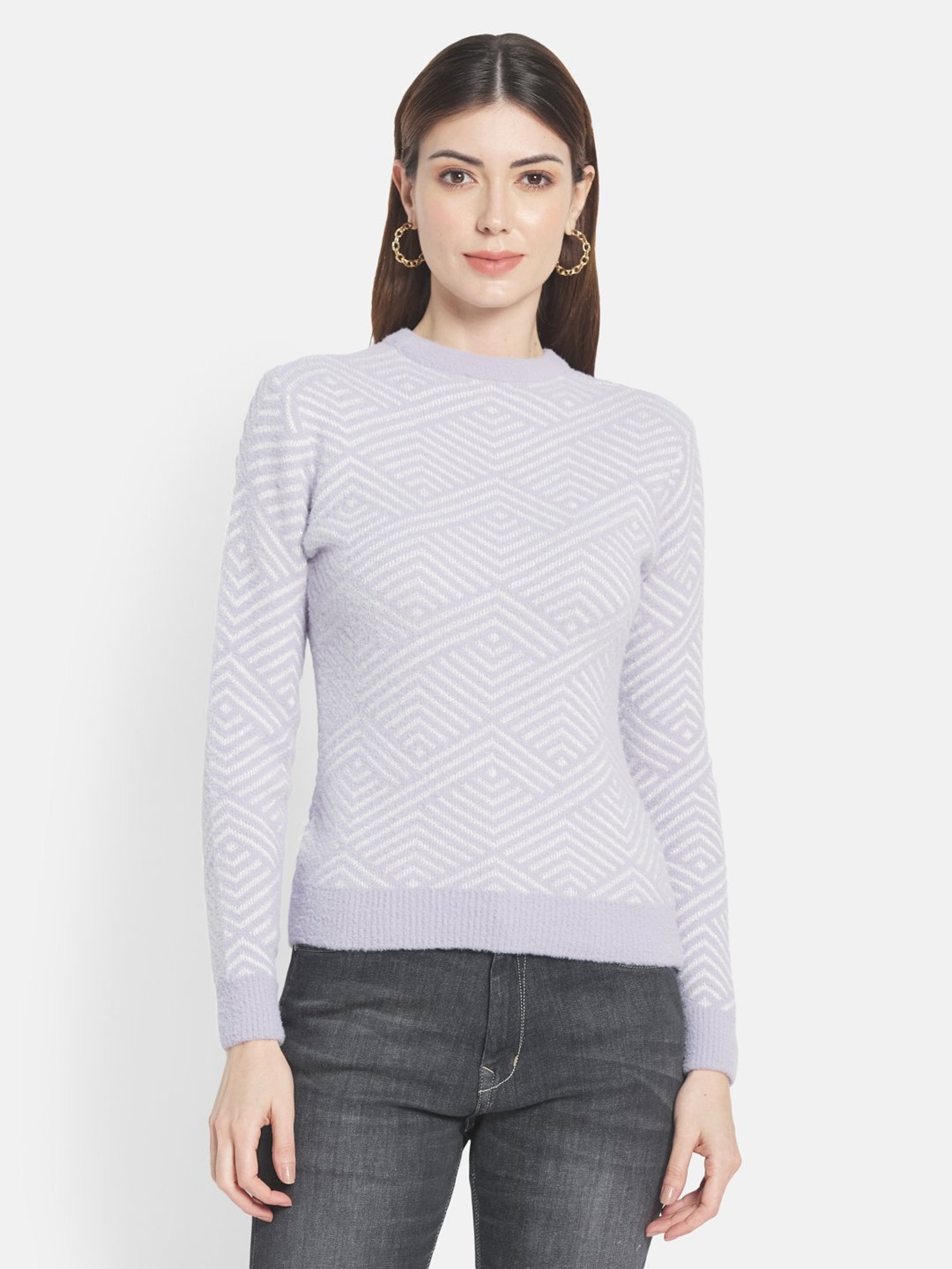 METTLE Purple Printed Pullover