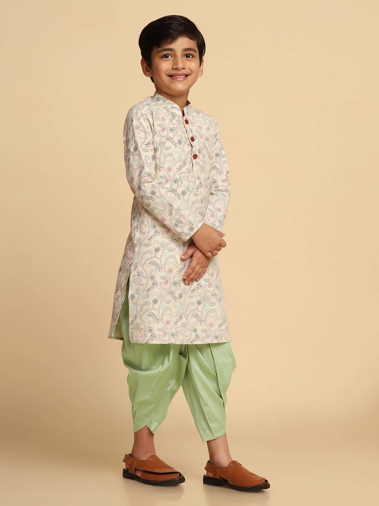 KISAH Kids Multicolor Cotton Printed Full Sleeves Kurta