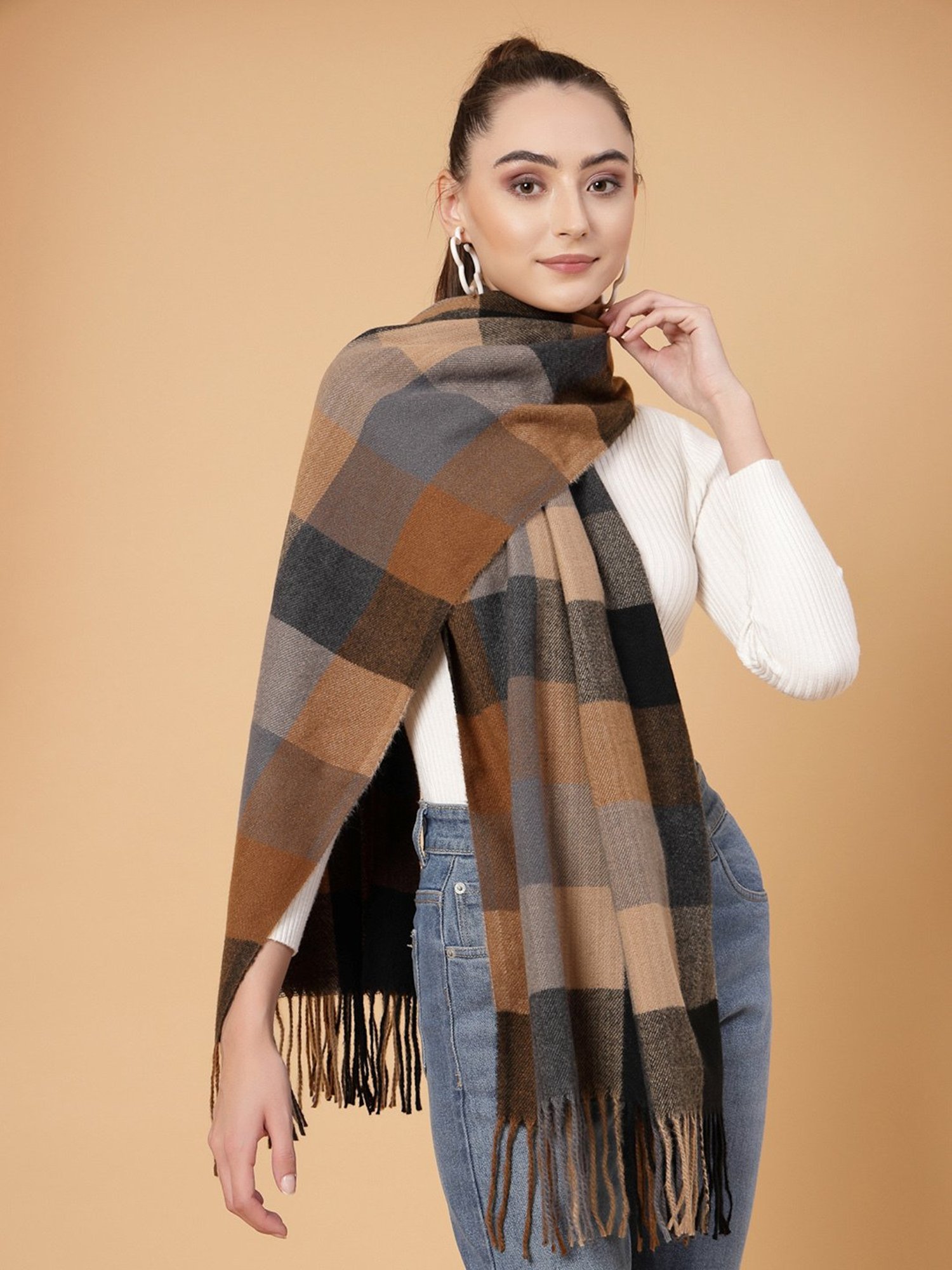 Mafadeny Brown Checks Stole