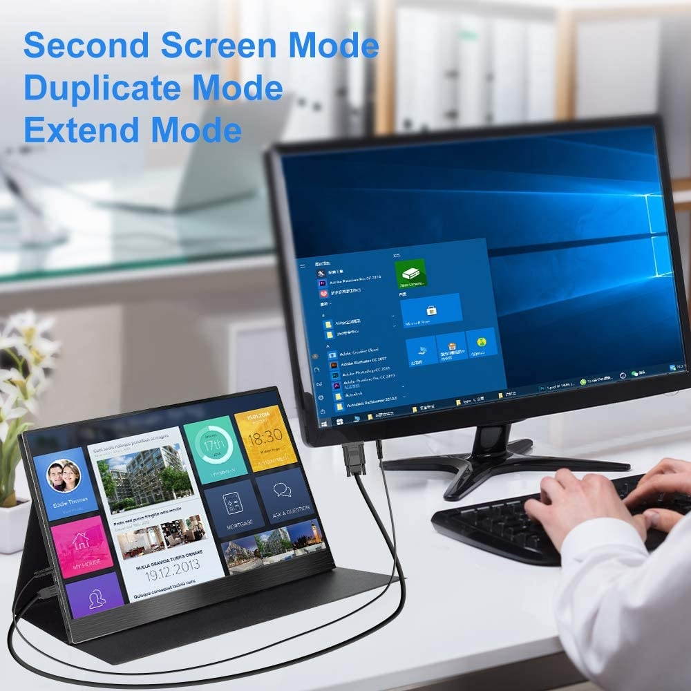 4k Portable Monitor, 13.3 Inch USB C Computer External Monitors 3200x1800 USB-C Display Screen with Dual Type-C Mini HDMI VESA for Laptop PC Phone Mac Surface Xbox One PS3 PS4 Switch Raspberry Pi
