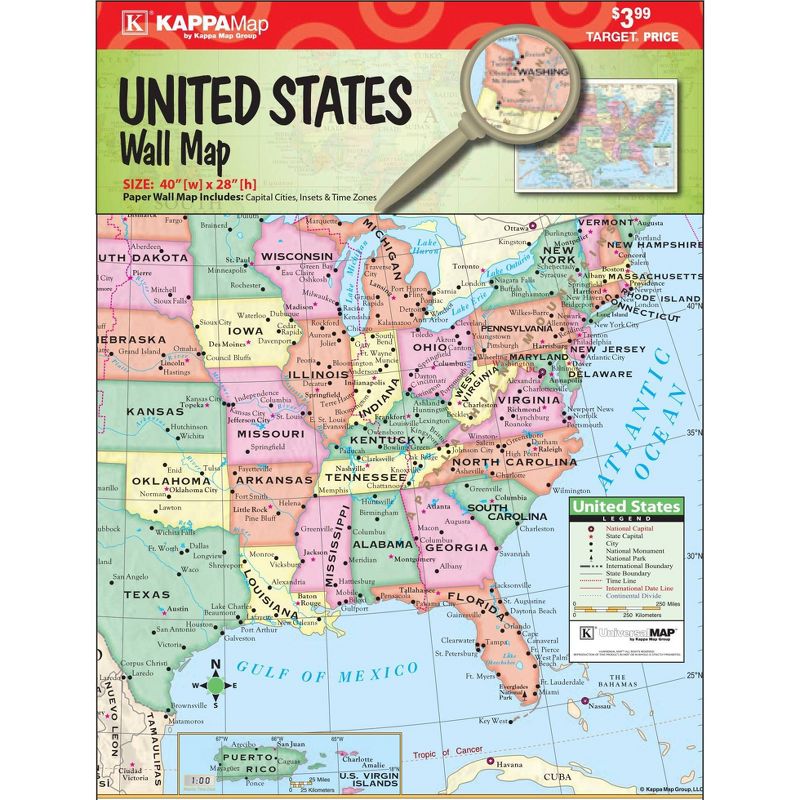 KappaMap 40" x 28" United States Wall Map