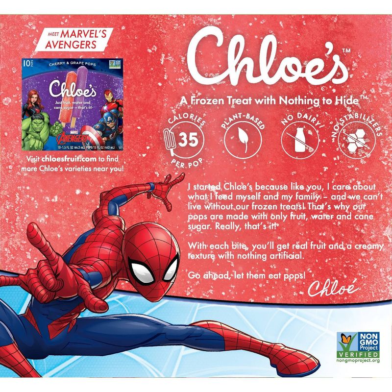 Chloe's Marvel Spider-Man Strawberry & Lemon Frozen Fruit Pops - 10ct/15oz