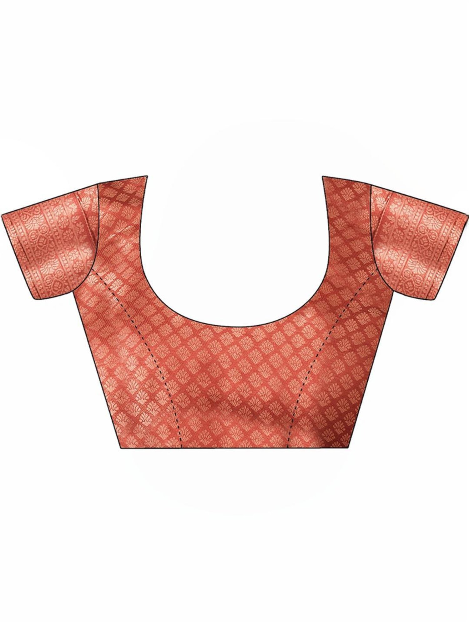 Satrani Beige & Rust Woven Saree With Unstitched Blouse