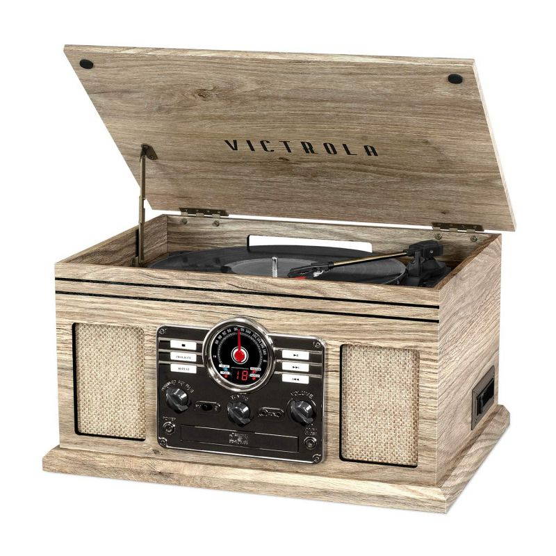 Victrola Nostalgic Classic Wood 6-in-1 Bluetooth Turntable Entertainment Center, Graphite