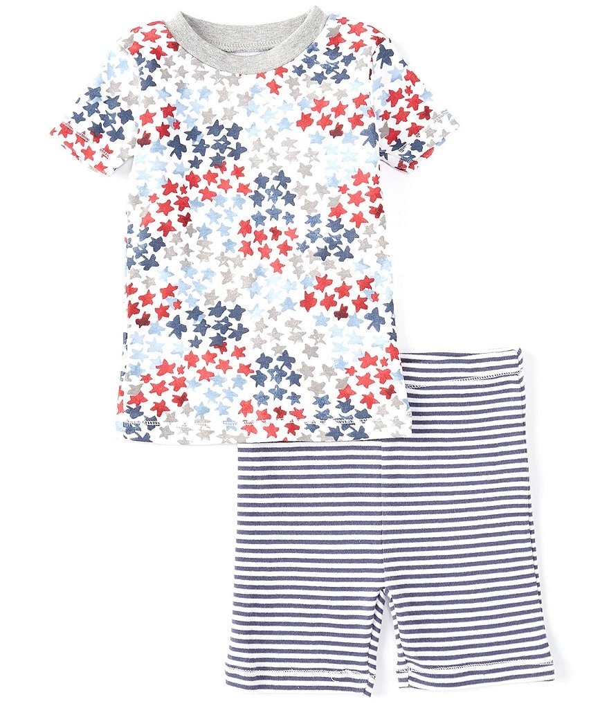 Burt's Bees Baby Girls 12-24 Months Short-Sleeve Americana Starry Night Pajama Tee & Striped Pajama Shorts Set