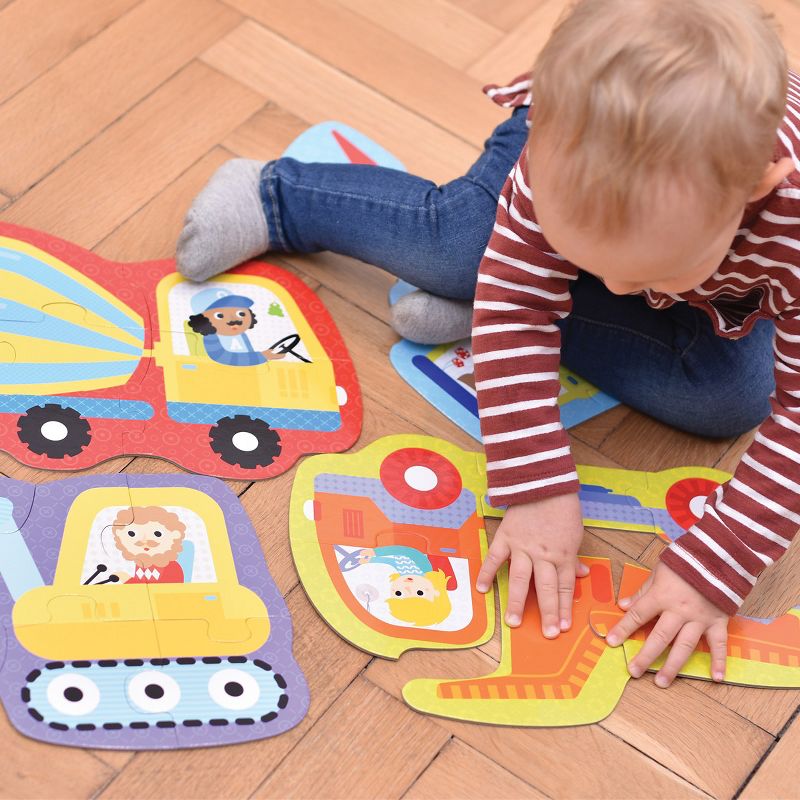Banana Panda Hands At Play Construction Vehicles - 4 Large Uniquely Shaped Puzzles