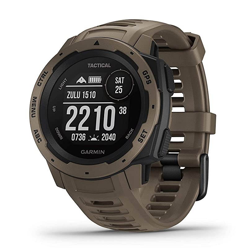 Garmin Instinct Tactical Edition GPS Watch and  2200 mAh Power Bank Bundle (Tactical Coyote Tan)