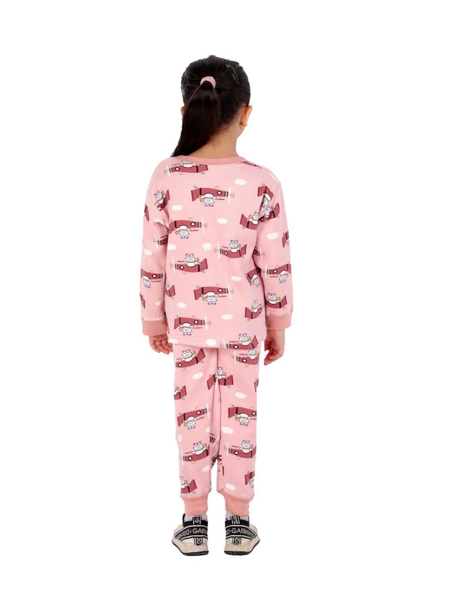 Ahhaaaa Kids Pink Printed Sweatshirt with Joggers