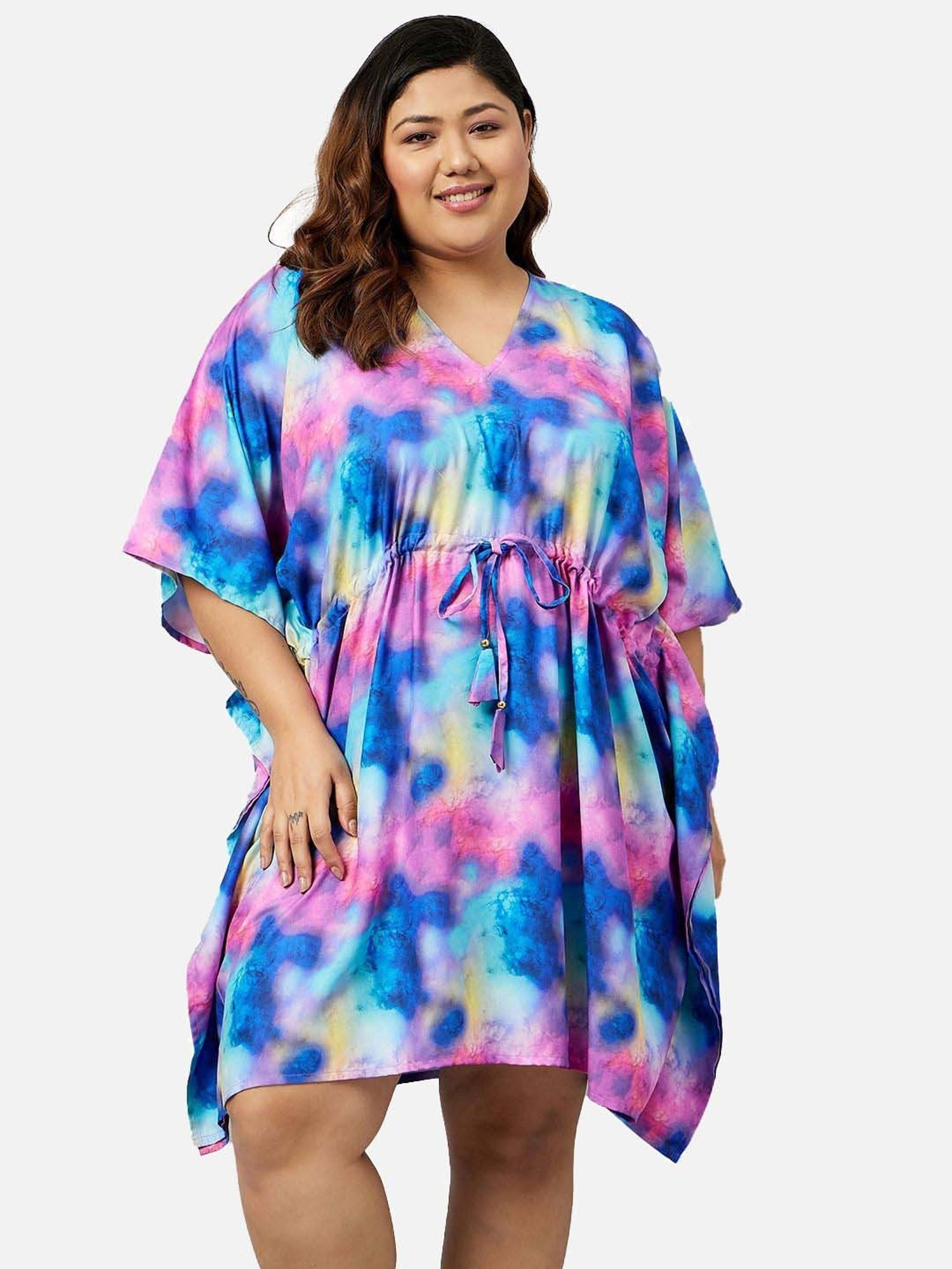 Secrets By ZeroKaata Blue Printed Kaftan