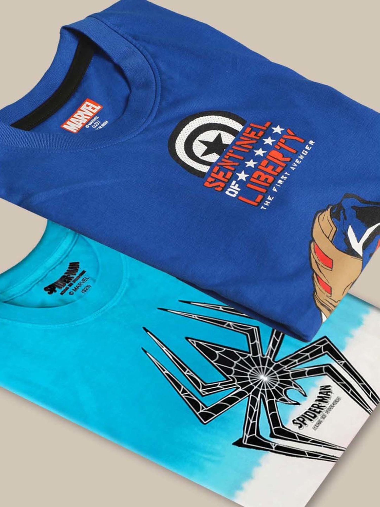 Kidsville Blue & Red Cotton Printed T-Shirt