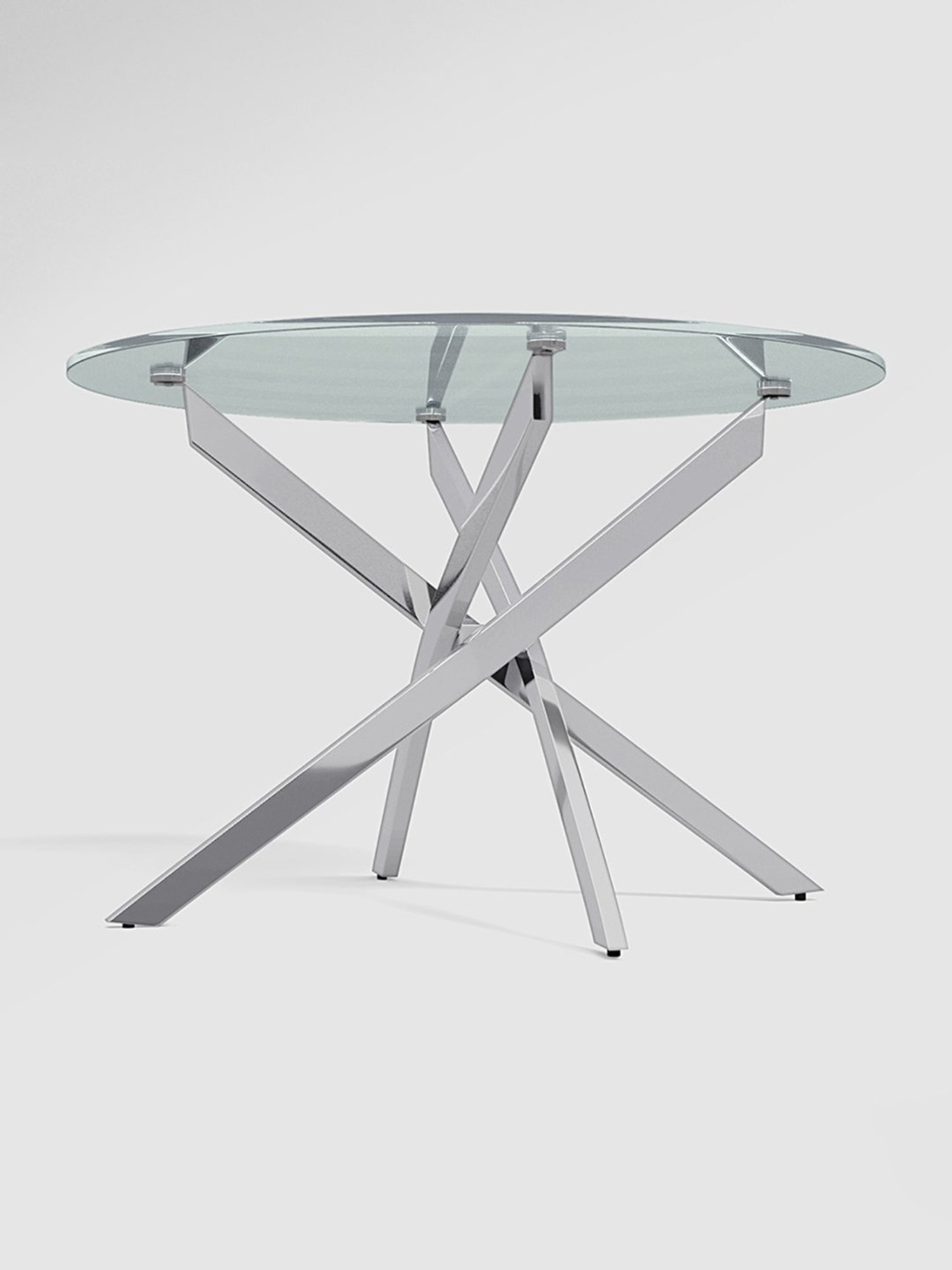 Godrej Interio Astral Silver Tempered Glass 4 Seater Circular Dining Table