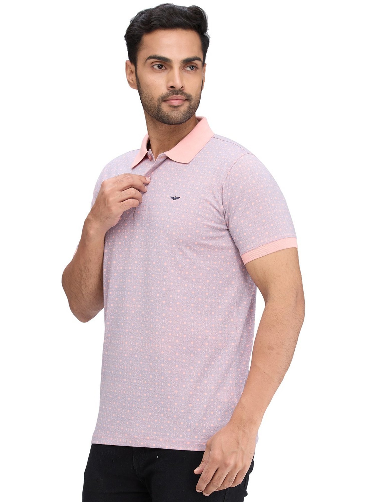 Park Avenue Purple Slim Fit Printed Polo T-Shirt