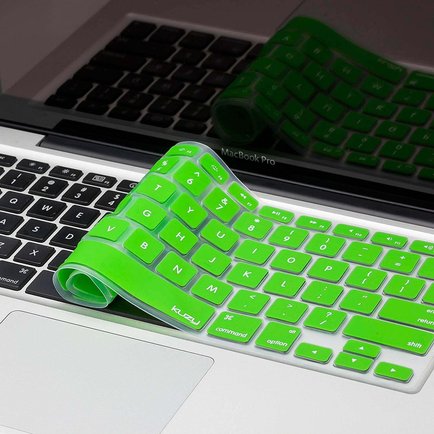 Kuzy - GREEN Keyboard Silicone Cover Skin for MacBook Pro 13" 15" 17" Aluminum Unibody (with or w/out Retina Display) iMac and MacBook Air 13" - Green