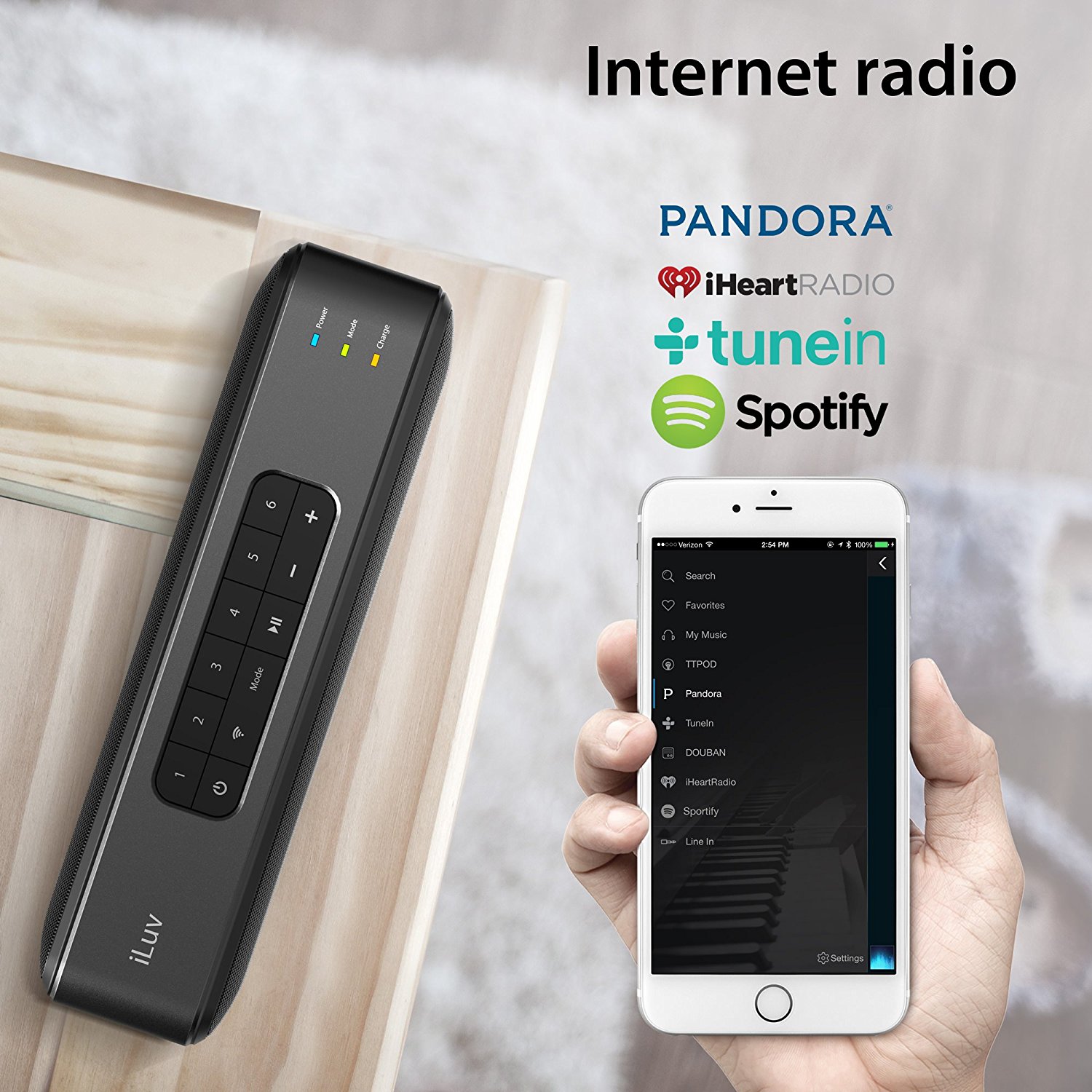 Aud Air by iLuv- WiFi and Bluetooth Portable Multi-room Speaker(Compatible with Apple and Android Smartphones and other Bluetooth Devices)(Black)