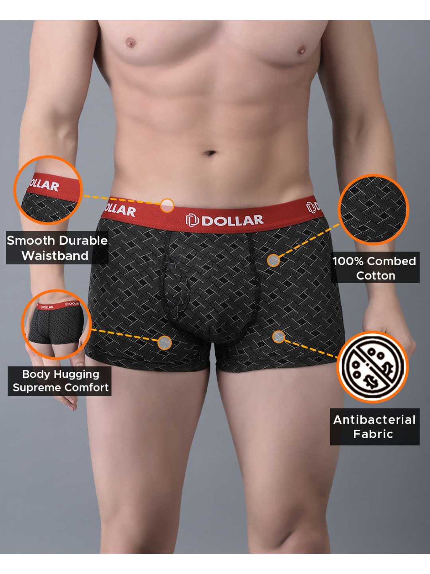 Dollar Bigboss Assorted Cotton Regular Fit Printed Trunks - Pack Of 5