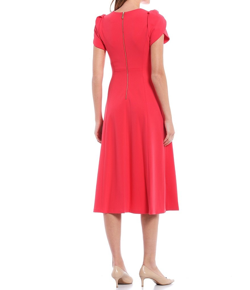 Vince Camuto Halter Bow Neck Sleeveless Midi Dress with Side Seam Pockets