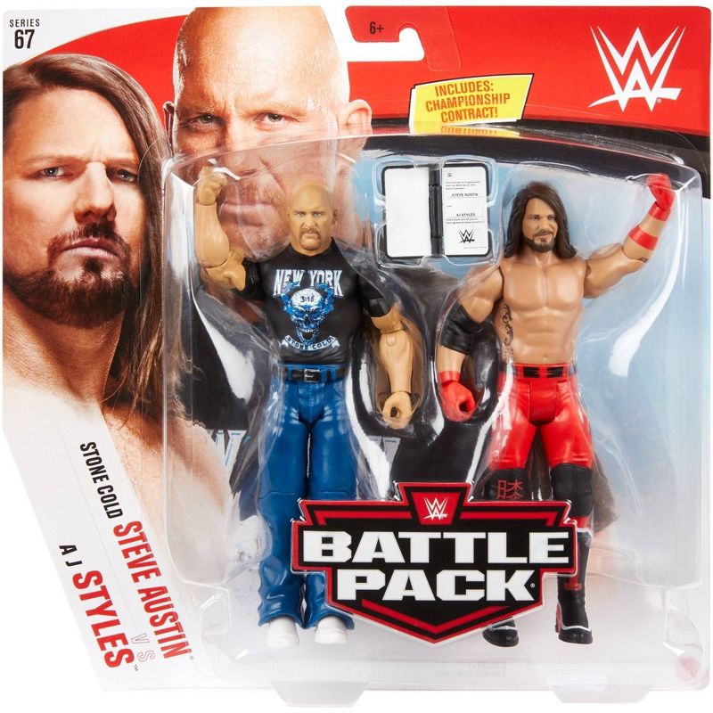 WWE Battle Pack Stone Cold Steve Auston & AJ Styles Action Figure 2pk - Series #67