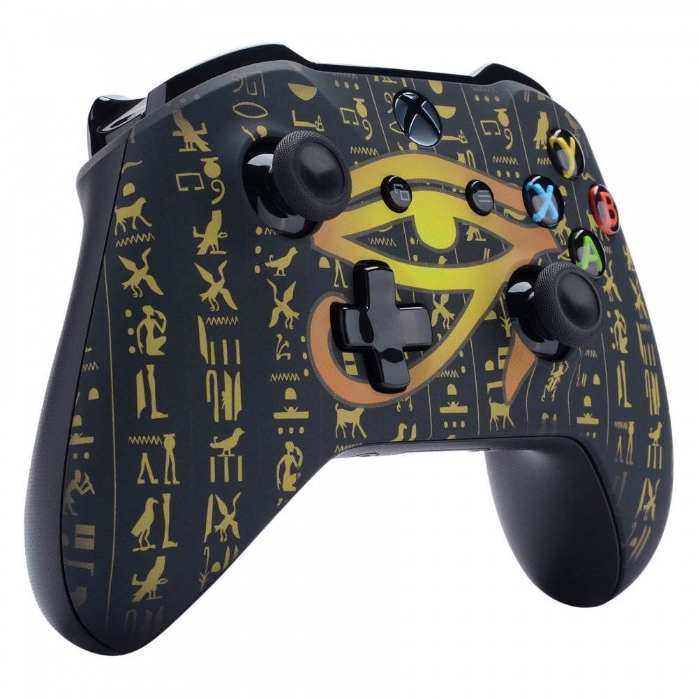 eXtremeRate Eye of Providence Origins Faceplate Cover Soft Touch Front Housing Shell Case Comfortable Soft Grip Replacement Kit for Xbox One S & Xbox One X Controller - Controller NOT Included