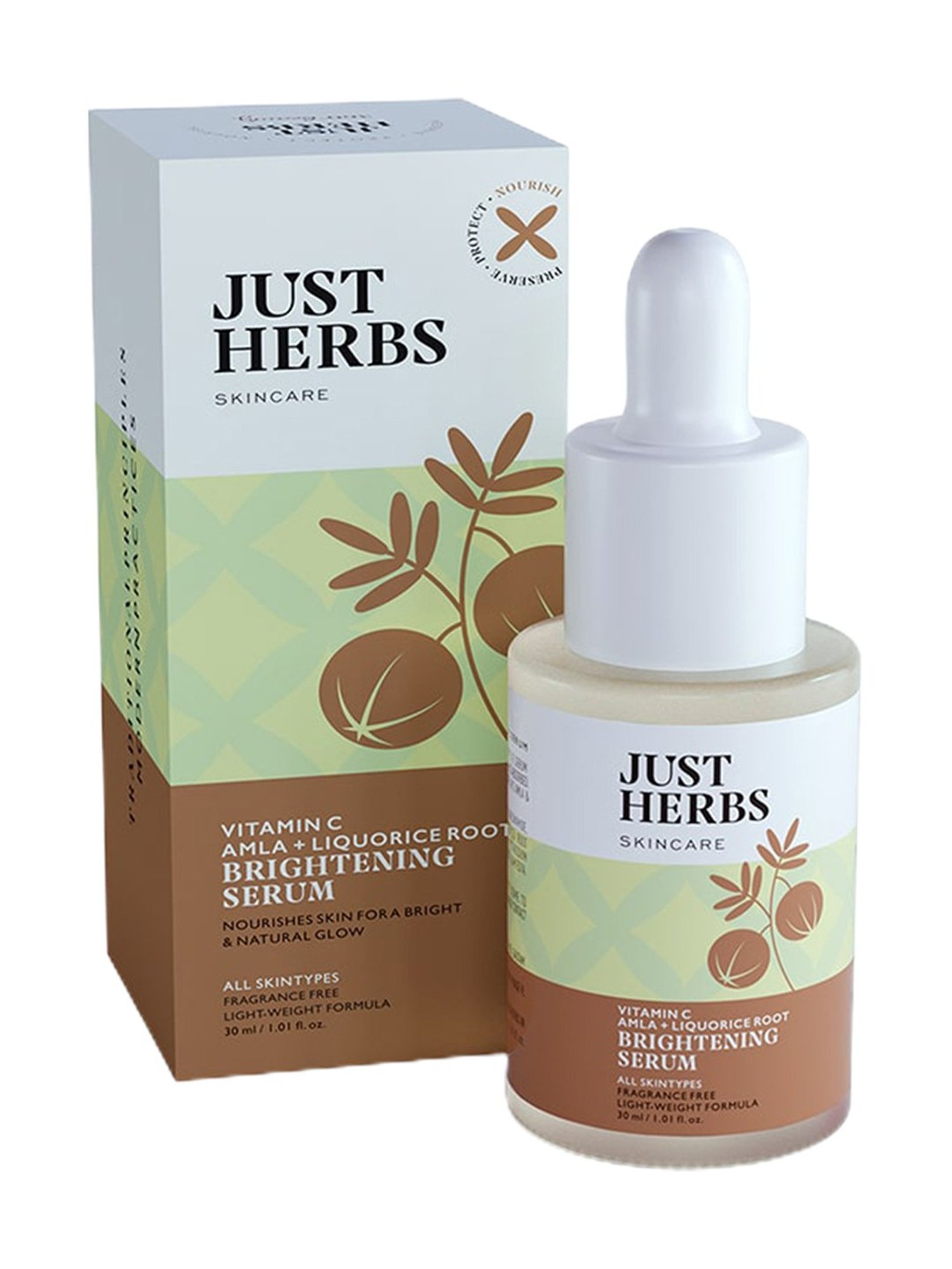 JUST HERBS Vitamin C Amla + Liquorice Root Brightening Face Serum - 30 ml