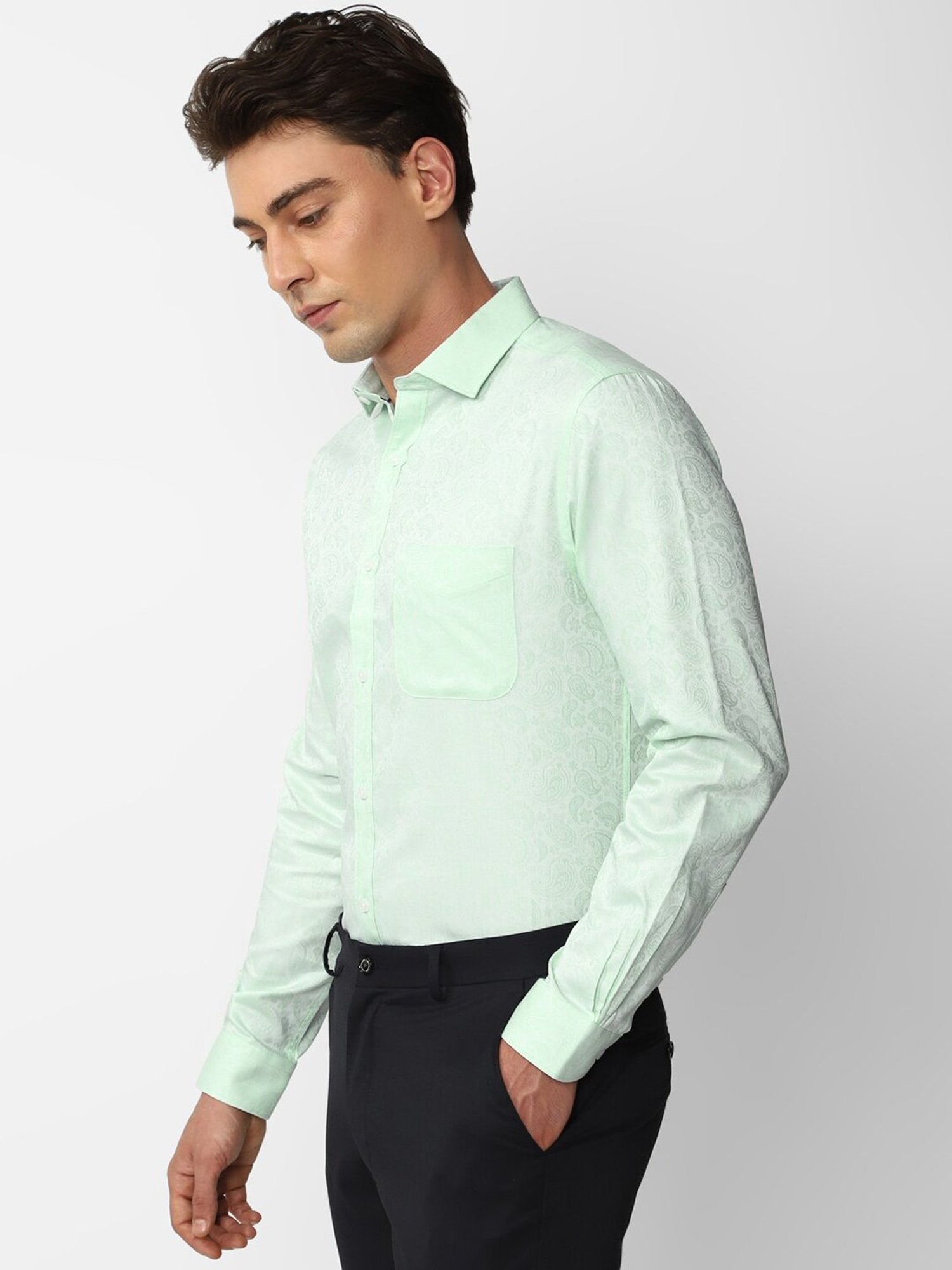 Arrow Sport Dark Green Cotton Slim Fit Shirt
