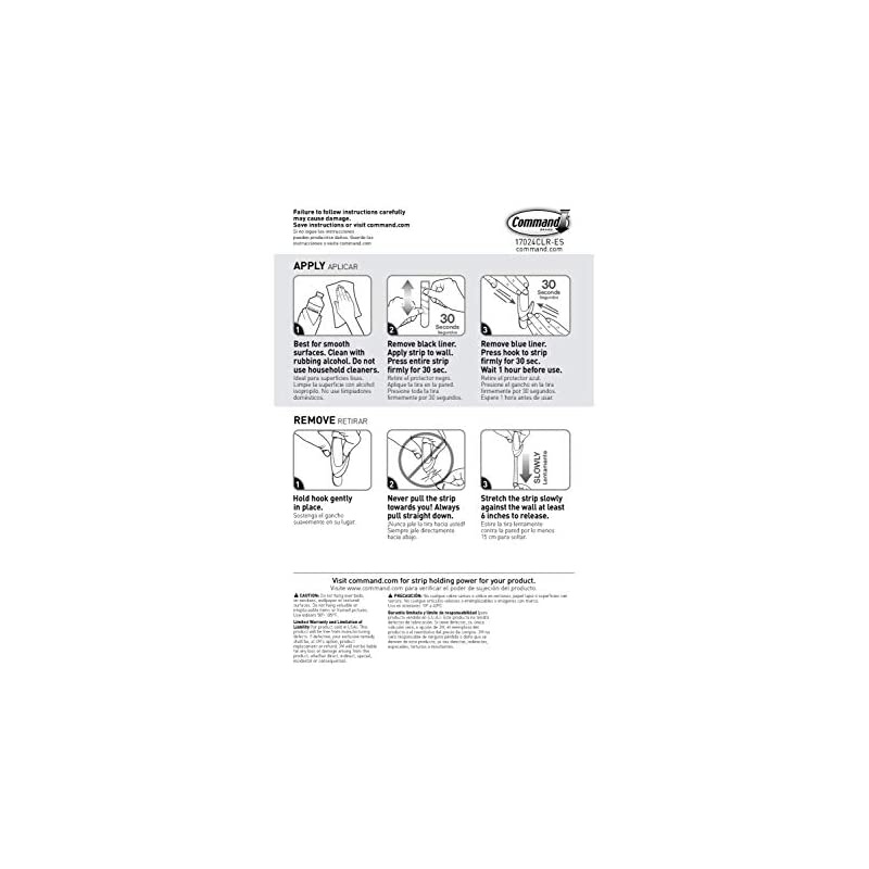 Small Clear Refill Replacement Strips, 16-Small Strips, Re-Hang Indoor Clear Hooks