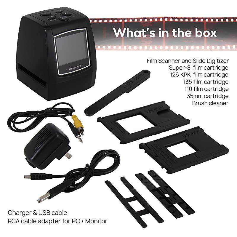 Film Scanner and Slide Digitizer All in 1 22MP Slide Digital Film Slide Scanner Image Converter Compatible w Super8 Film 126 KPK Film Converts 35mm Slides and Negatives  PSCNPHO32