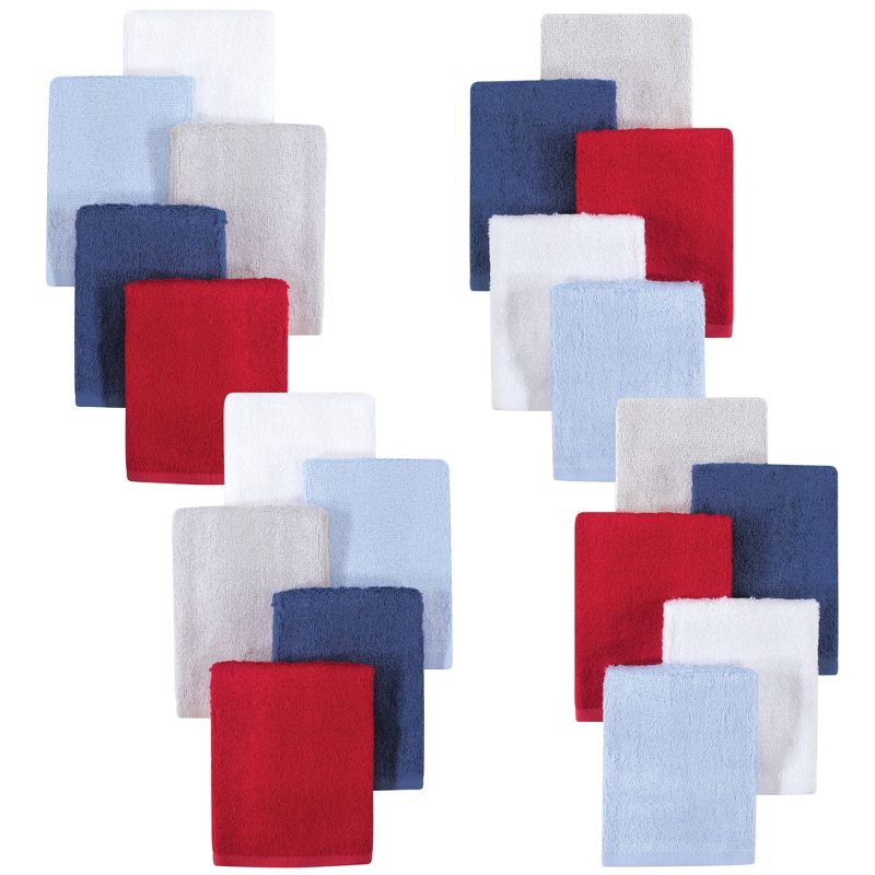 Little Treasure Baby Boy Rayon from Bamboo Luxurious Washcloths, Blue Red 20-Pack, One Size
