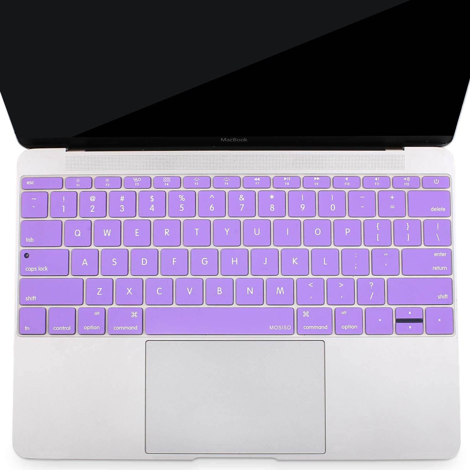 MOSISO Keyboard Cover Compatible MacBook Pro 13 Inch 2017 & 2016 Release A1708 No Touch Bar & New MacBook 12 Inch A1534 Protective Skin, Light Purple