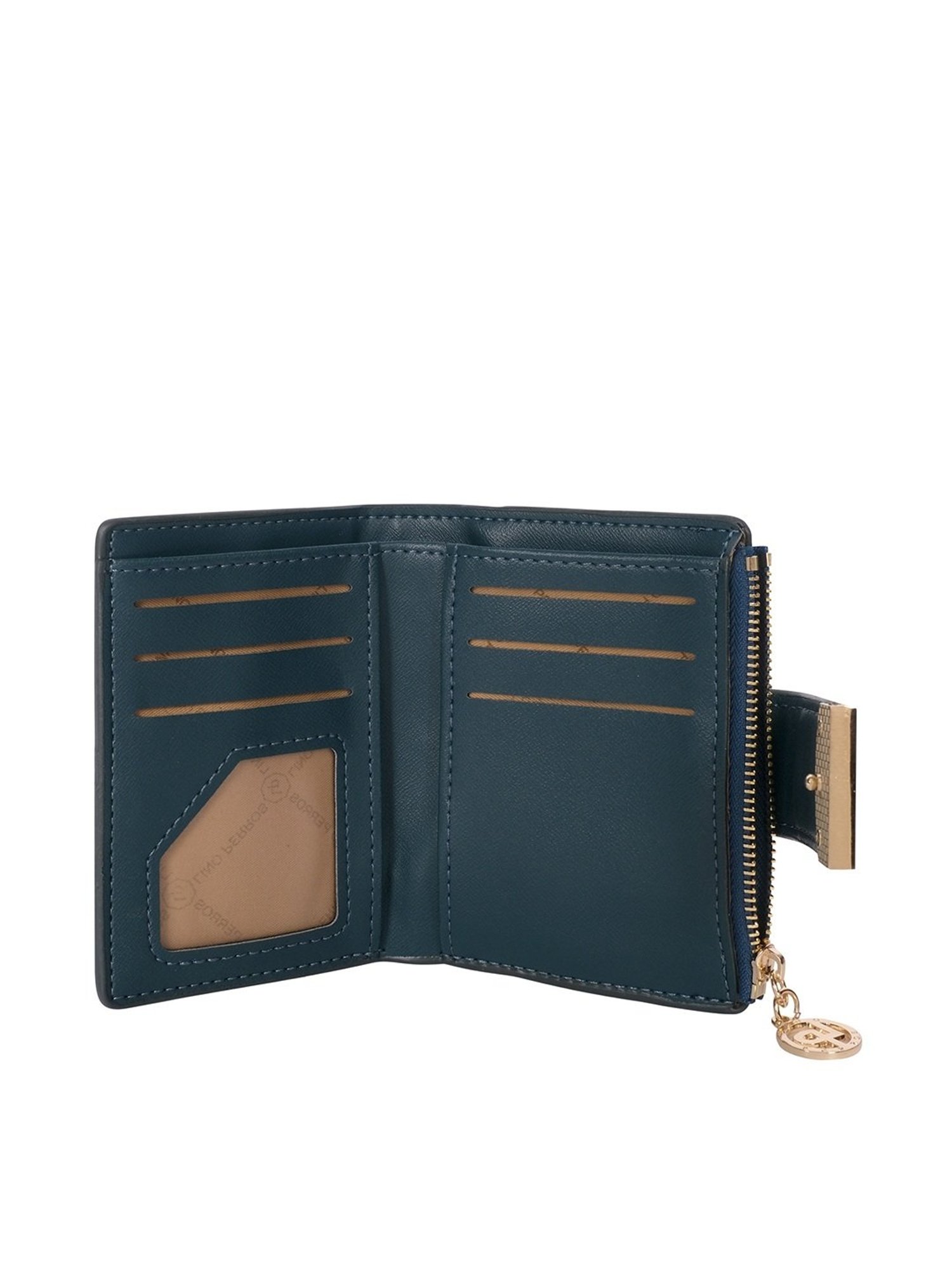 Lino Perros Blue Textured Bi-Fold Wallet for Women