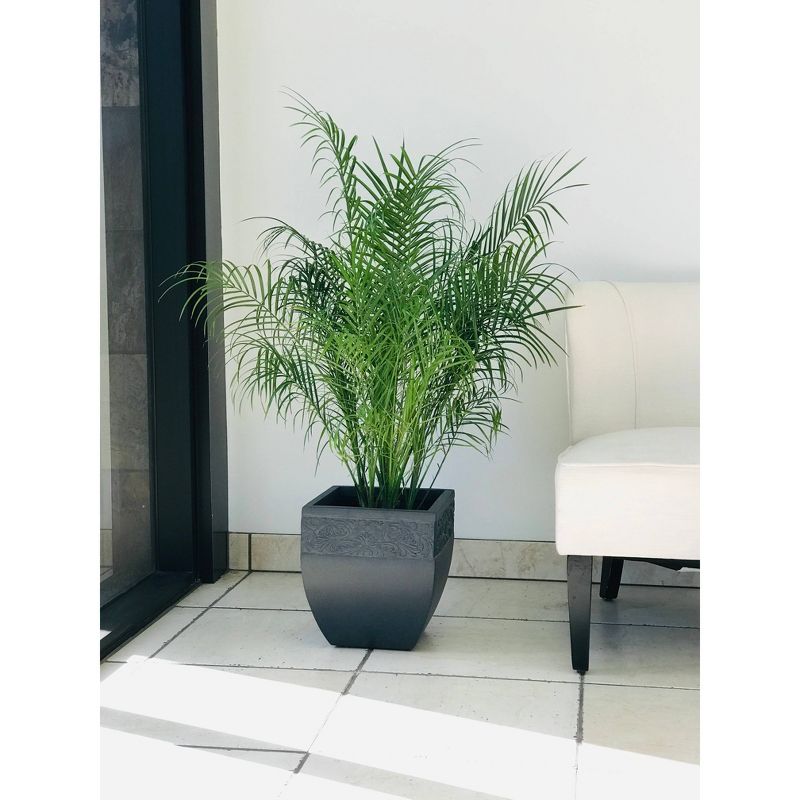 12.2" Kante Lightweight Traditional Square Planter Charcoal - Rosemead Home & Garden, Inc.