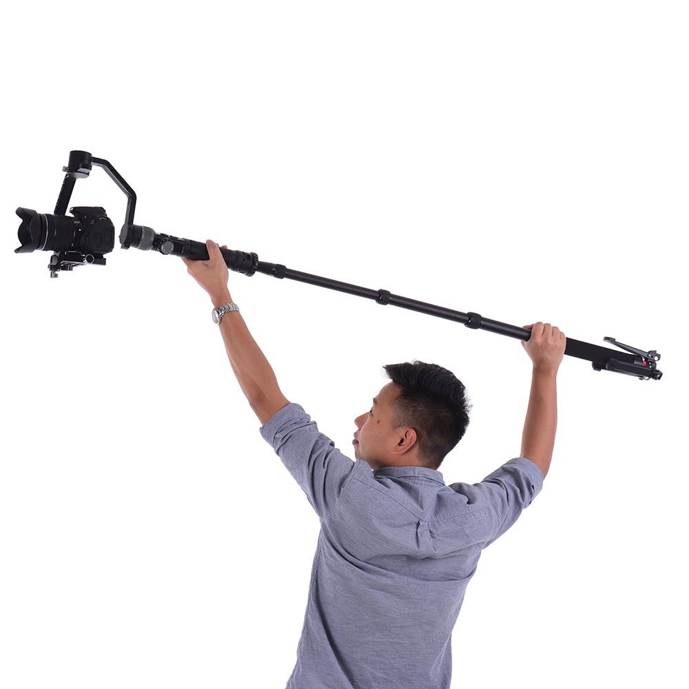Multifunctional Photography Camera Monopod Aluminum Alloy with Detachable Tripod Stand Base 1/4 Inch & 3/8 Inch Screw Mount 46.5-128cm Adjustable Height Max. Load 5kg for DJI Rosin-S Zhiyun Crane 2/3