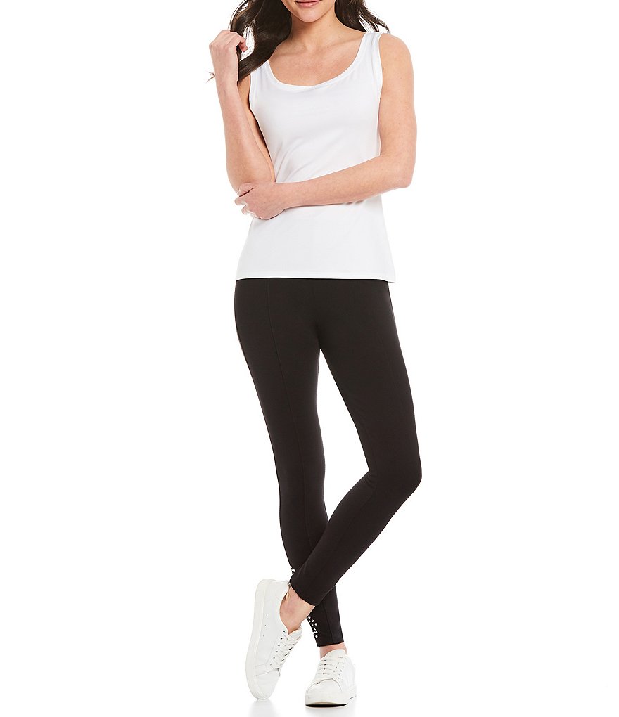 Slim Factor by Investments Ponte Knit Embellished Hem Leggings