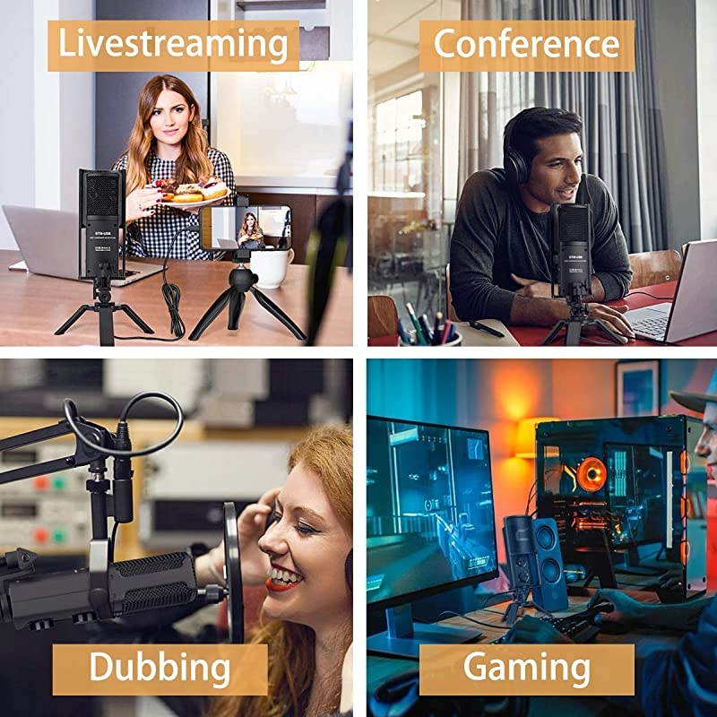 STM-USB Versatile Cardioid Condenser Microphone for Smartphone Computer Laptop, USB/USB C Studio Recording Microphone for Live-Streaming Podcasting Gaming Vocal Online Course