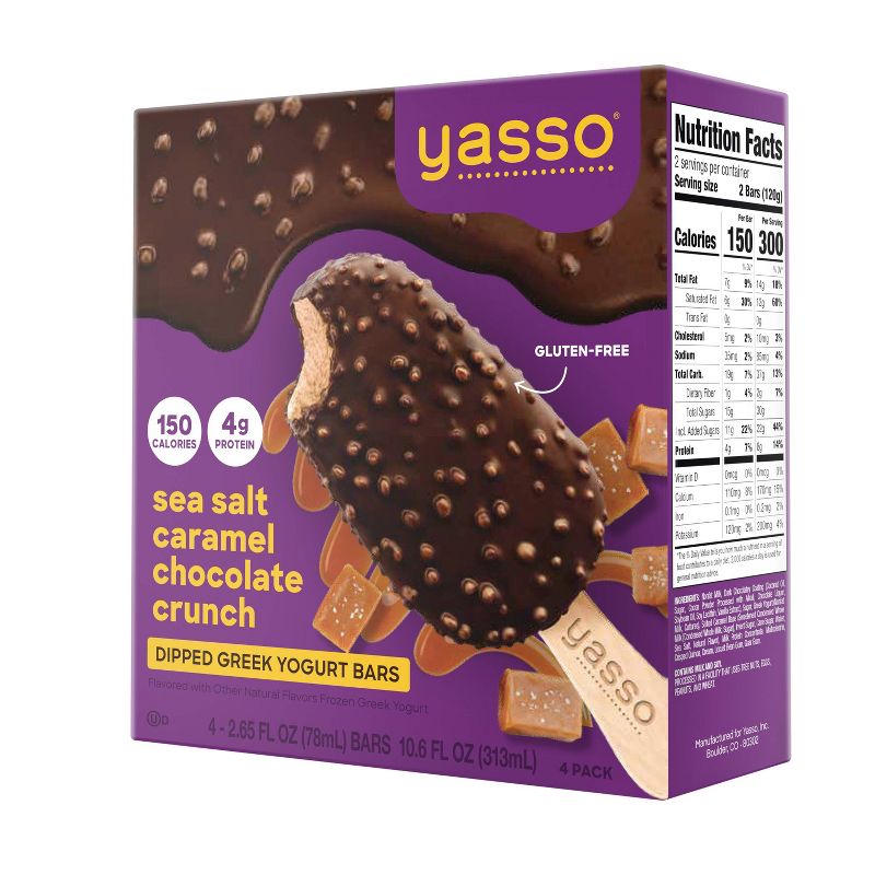 Yasso Frozen Greek Yogurt Indulgent Caramel Dark Chocolate Crunch - 4ct