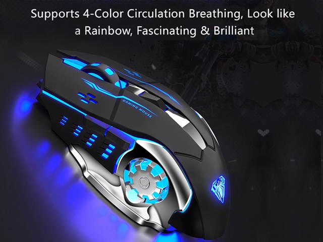 AULA S20 Gaming Mouse Marco Programmable Cool Lighting USB Optical Mouse Gaming for PC Laptop Computer