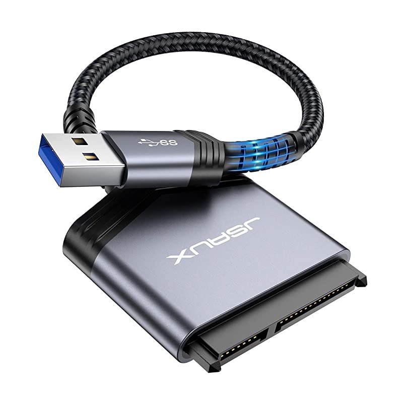 SATA to USB A Cable  USB A 30 to 25 SATA III Hard Drive Adapter Aluminum Shell Nylon Cord External Converter for SSDHDD Data TransferGrey