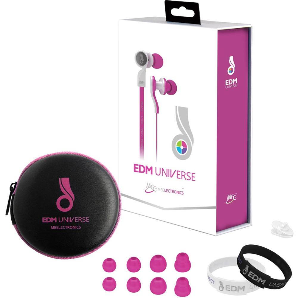 MEElectronics In-Ear Headphones with Headset Functionality Pink  w/ Case Bundle