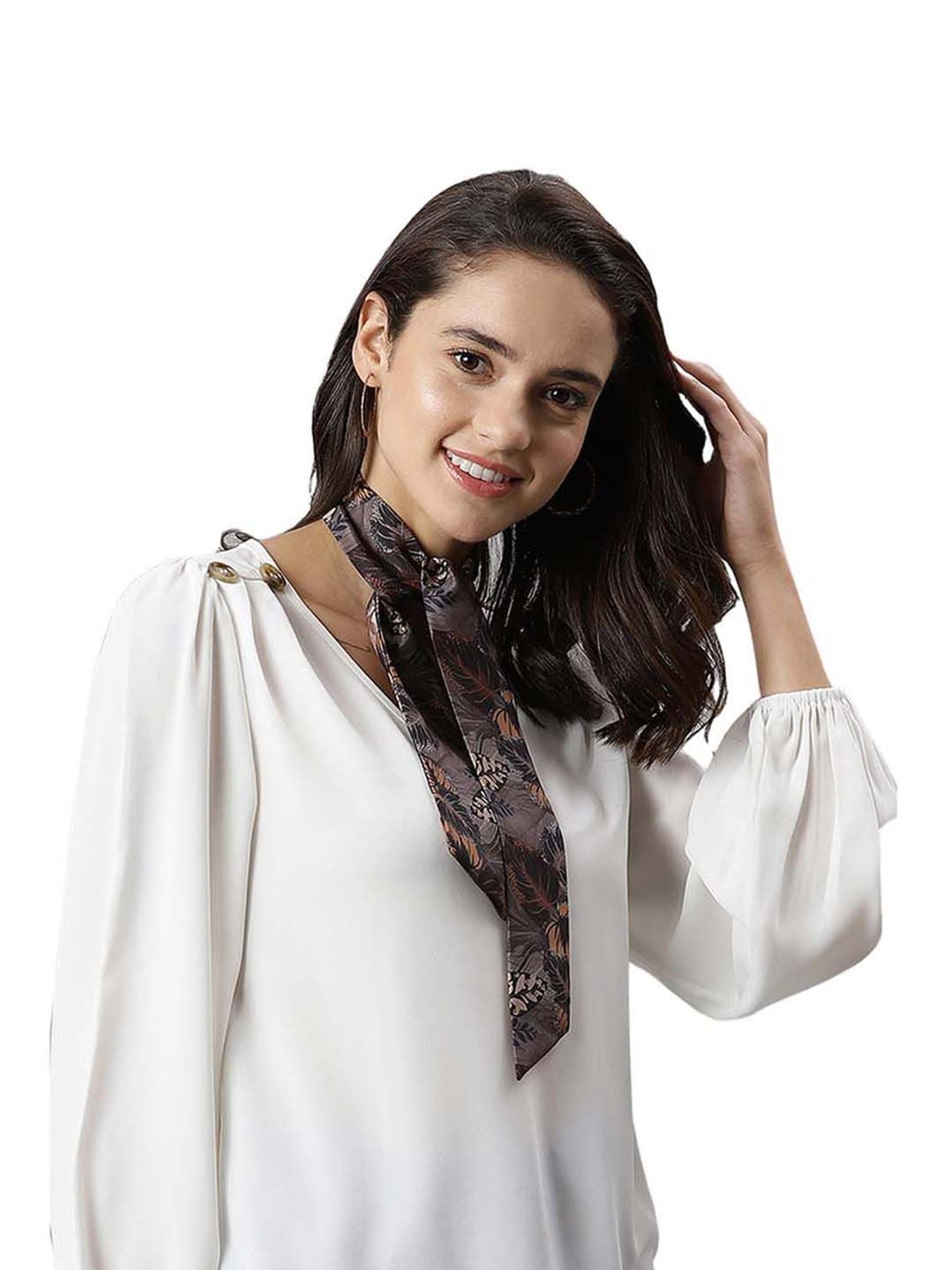 Tossido Brown Printed Stole