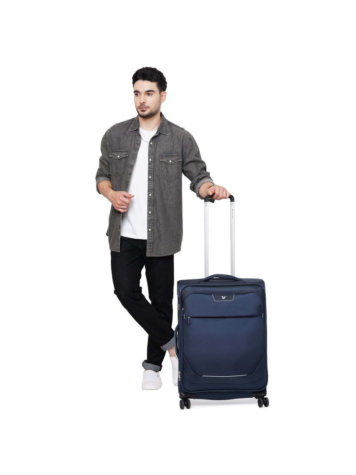 Roncato Joy Blue Notte Solid Soft Medium Trolley Bag -26 cm