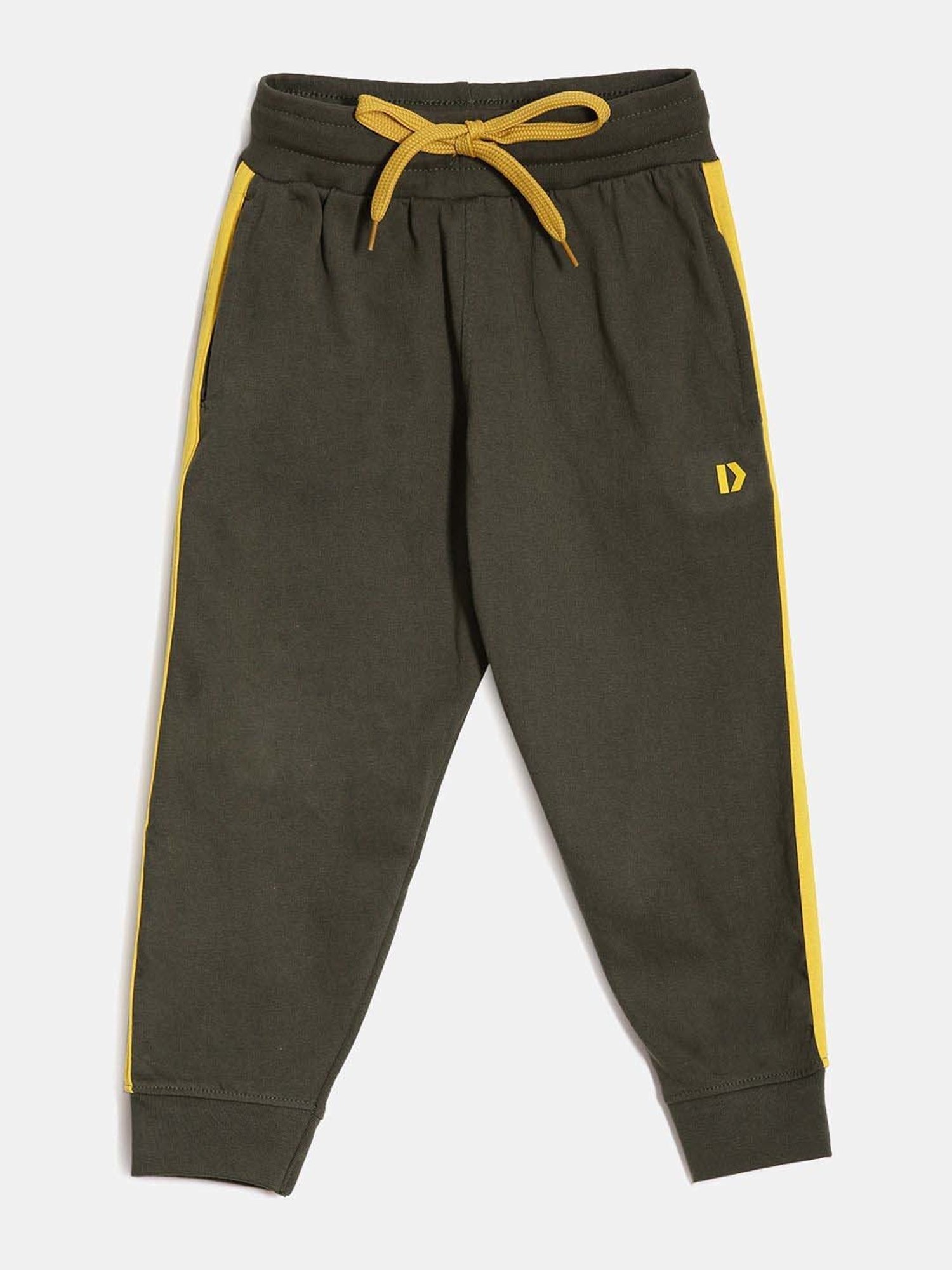 Dixcy Scott Originals Kids Olive & Yellow Cotton Relaxed Fit Joggers